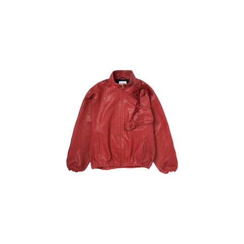BASKETBALL SHOE POCKET LEATHER JACKET : 红色