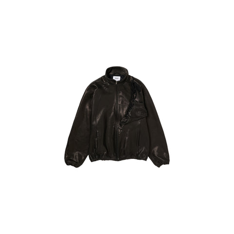 BASKETBALL SHOE POCKET LEATHER JACKET : 黑色