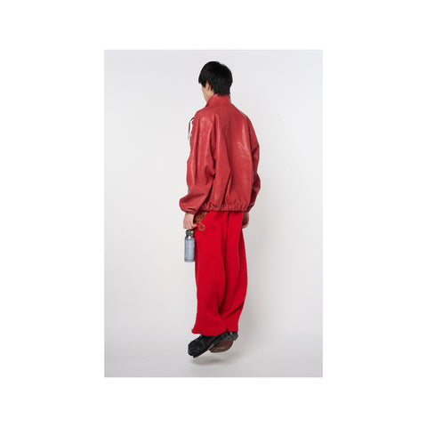 BASKETBALL SHOE POCKET LEATHER JACKET : 红色