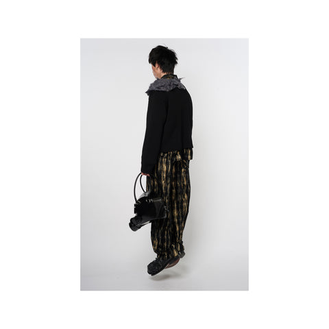 SMOKING FACTORY INTARSIA KNIT PULLOVER: BLACK