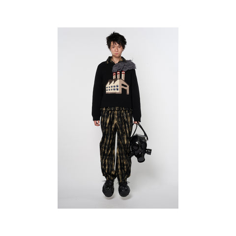 SMOKING FACTORY INTARSIA KNIT PULLOVER: BLACK