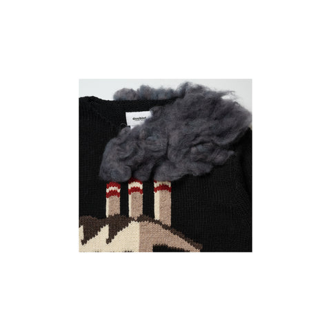 SMOKING FACTORY INTARSIA KNIT PULLOVER: BLACK