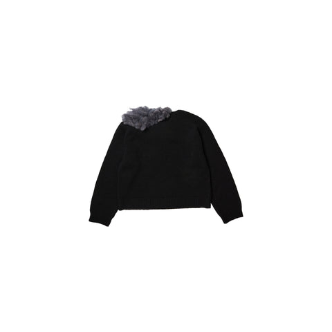 SMOKING FACTORY INTARSIA KNIT PULLOVER: BLACK