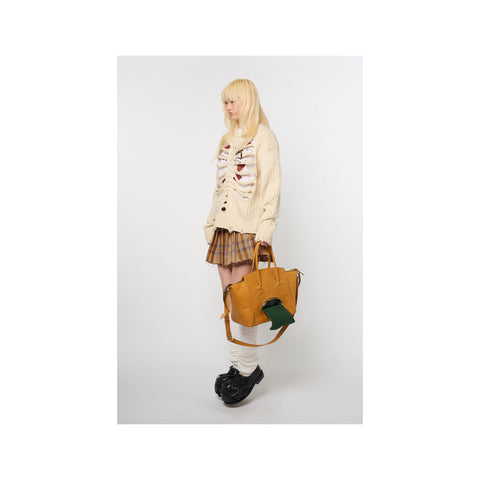 RIB CAGE CABLE KNIT PULLOVER：IVORY