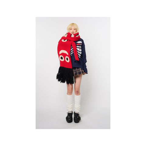 AIR DANCER KNIT DRESS / SCARF: RED
