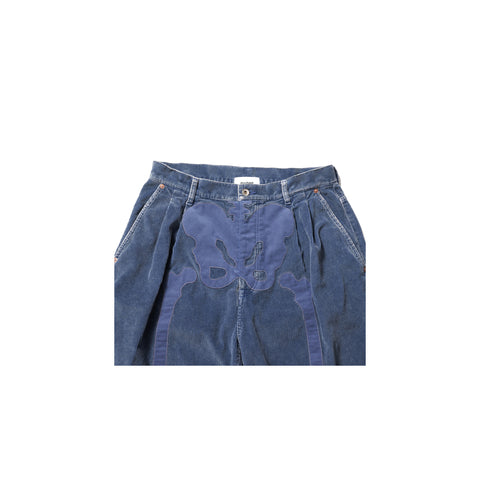 BONE APPLIQUE CORDUROY CROPPEDPANTS
