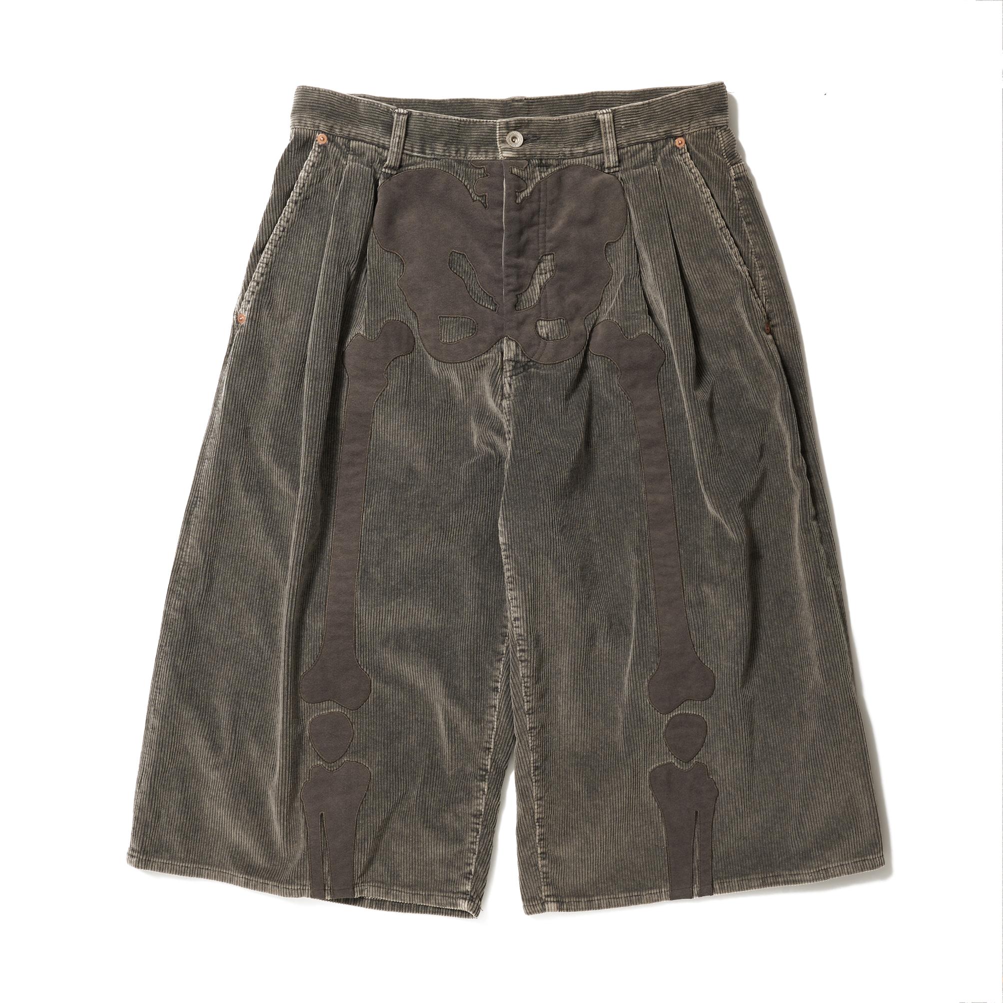 BONE APPLIQUE CORDUROY CROPPEDPANTS
