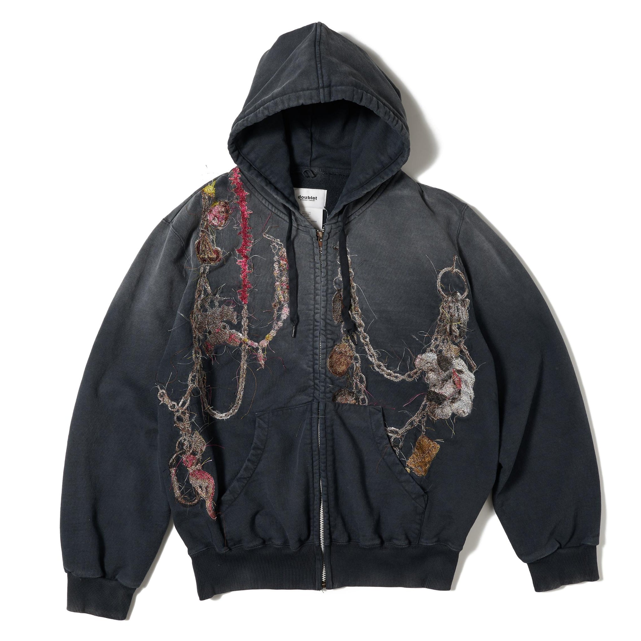 EMBROIDERED CHAIN ZIP-UP HOODIE