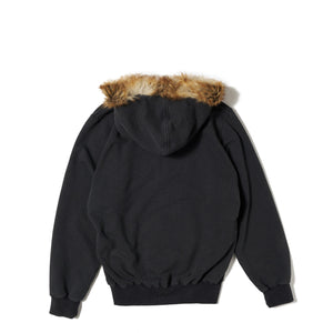 FURRY COLLAR ZIP-UP HOODIE