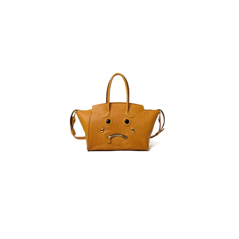 PLEADING EMOJI LEATHER BAG : CAMEL