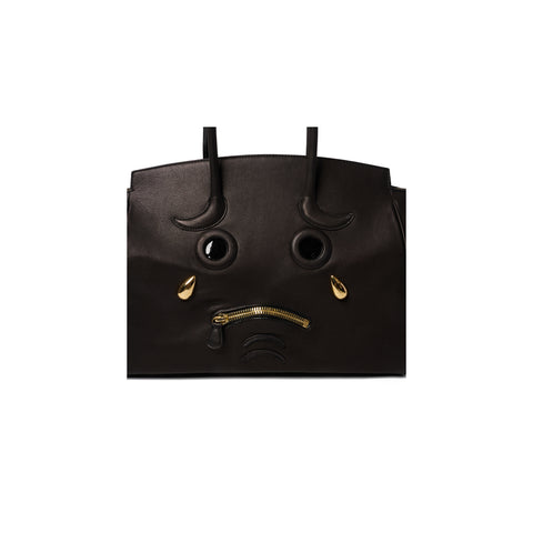PLEADING EMOJI LEATHER BAG : BLACK