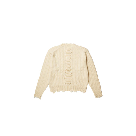 RIB CAGE CABLE KNIT PULLOVER：IVORY