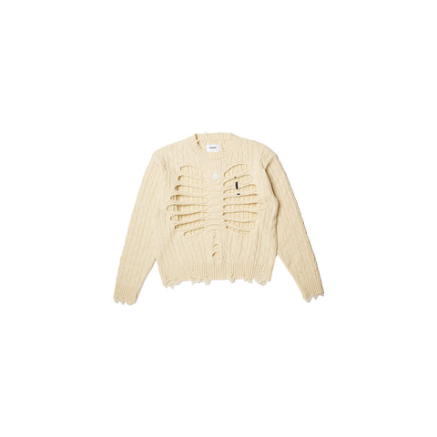RIB CAGE CABLE KNIT PULLOVER：IVORY