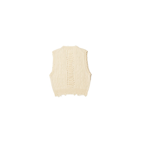 RIB CAGE CABLE KNIT VEST：IVORY