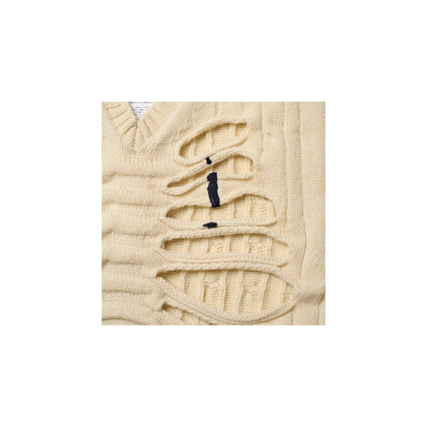 RIB CAGE CABLE KNIT PULLOVER：IVORY