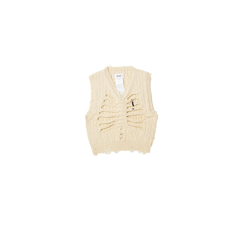 RIB CAGE CABLE KNIT VEST：IVORY