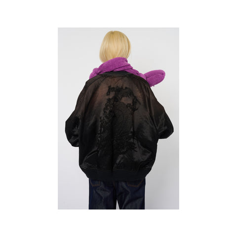 THREADLESS AIR EMBROIDERY SOUVENIR JACKET : BLACK