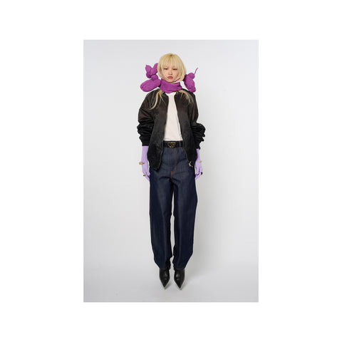 THREADLESS AIR EMBROIDERY SOUVENIR JACKET : BLACK