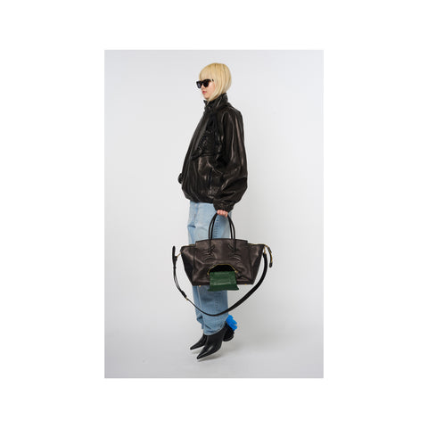 BASKETBALL SHOE POCKET LEATHER JACKET : 黑色