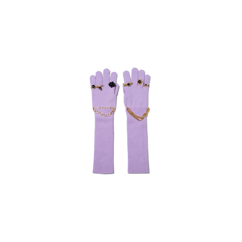 JEWELRY ATTACHED LONG GLOVES / SMALL: PINK