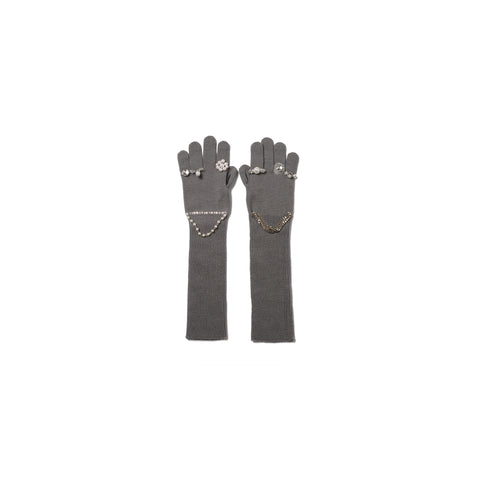 JEWELRY ATTACHED LONG GLOVES / SMALL: GREY