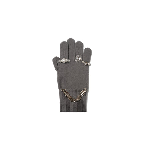 JEWELRY ATTACHED LONG GLOVES / SMALL: GREY