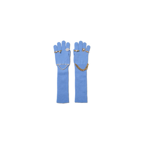 JEWELRY ATTACHED LONG GLOVES / SMALL: BLUE