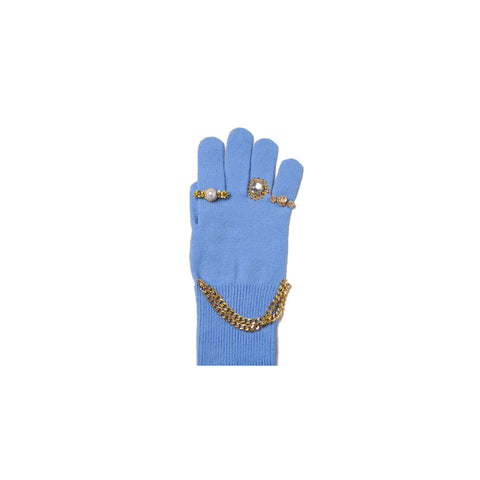 JEWELRY ATTACHED LONG GLOVES / SMALL: BLUE